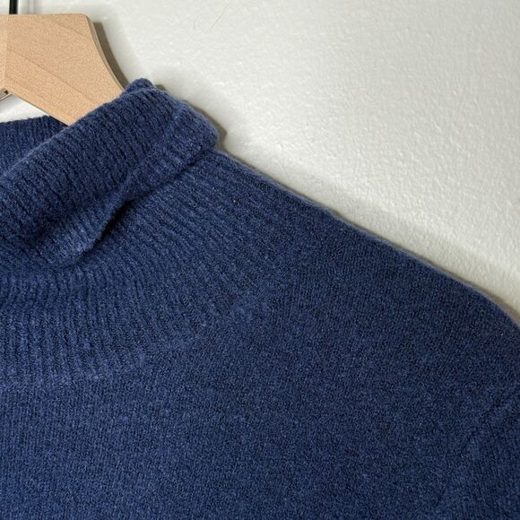 J.Crew Womens Turtleneck Sweater XS Blue Wool Blend Side Buttons Preppy Academia - Picture 6 of 9